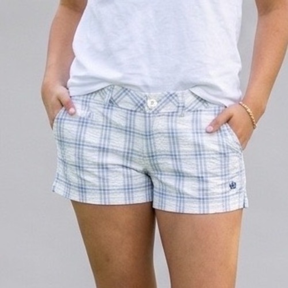 Vtg Y2K Micro Mini Low Rise Shorts 3/4 Plaid Seersucker Preppy Metallic Gold OTB